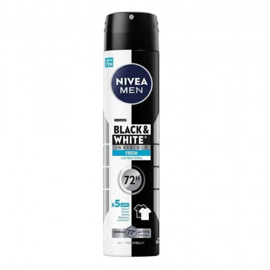 اسپری ضد تعریق نیوا Nivea مردانه مدل Black White Invisible Fresh حجم 200 میل