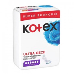 نوار بهداشتی ویژه شب KOTEX ultra gece کوتکس نرمال  16 عددی