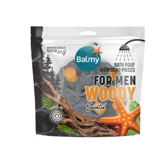 لیف صابونی معطر مردانه بالمی با رایحه چوبی (Balmy Men Scented Soap Sponge - Woody) وزن : ۷۶ گرم