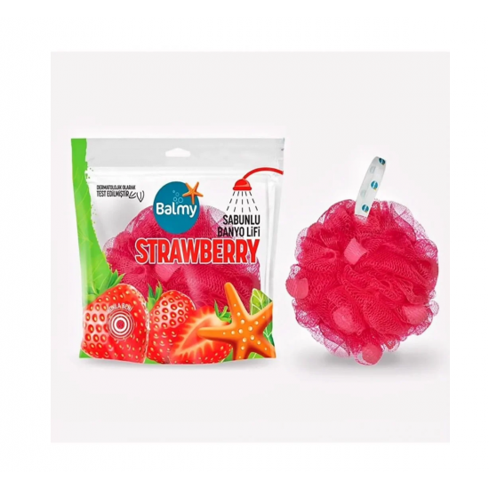 لیف حمام صابونی معطر بالمی با رایحه توت‌فرنگی (Balmy Strawberry Scented Soap Sponge) وزن : ۷۶ گرم