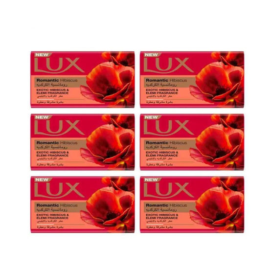 صابون لوکس مدل رمانتیک هیبیسکوس (Lux Romantic Hibiscus Soap) بسته ۶ عددی شامل ۶ عدد صابون ۱۷۰ گرمی