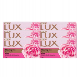 صابون لوکس مدل درخشان‌کننده عصاره گل رز (Lux Glowing Rose Extract Soap) بسته ۶ عددی شامل ۶ قالب صابون ۱۷۰ گرمی