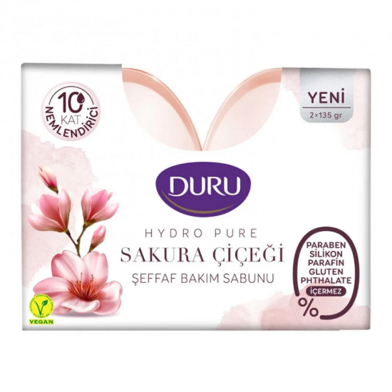 صابون شیشه‌ای دورو مدل شکوفه ساکورا (Duru Sakura Blossom Glass Soap) بسته ۲ عددی (دوقلو)