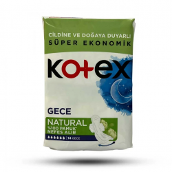 نوار بهداشتی گیاهی کوتکس ویژه شب مدل Natural بسته ۱۴ عددی (Kotex Natural Gece) نوار بهداشتی گیاهی کوتکس ویژه شب مدل Natural بسته ۱۴ عددی (Kotex Natural Gece)