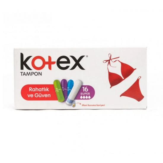 تامپون کوتکس Kotex مدل Super (چهار قطره) بسته ۱۶ عددی تامپون کوتکس Kotex مدل Super (چهار قطره) بسته ۱۶ عددی